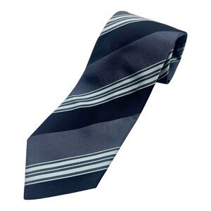 Giorgio Armani Navy Blue Striped Silk Tie